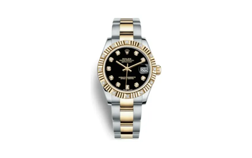 Rolex Datejust 31 Rolesor Fluted Diamond / Oyster / Black Diamond