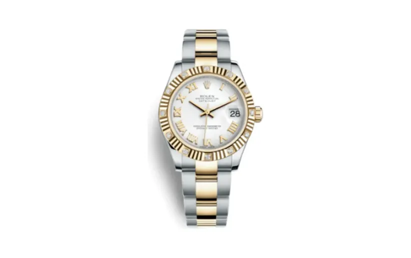 Rolex Datejust 31 Rolesor Yellow Fluted Diamond / Oyster/ White Roman