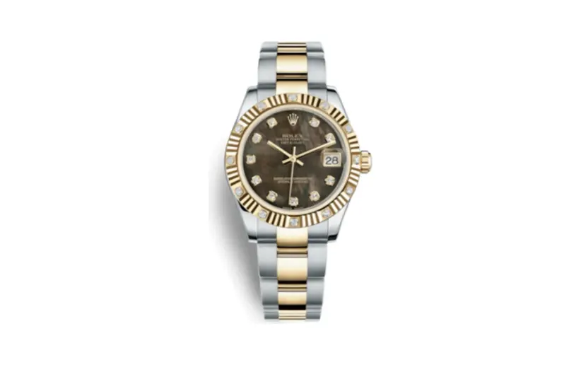 Rolex Datejust 31 Rolesor Yellow Fluted Diamond / Oyster / Black MOP