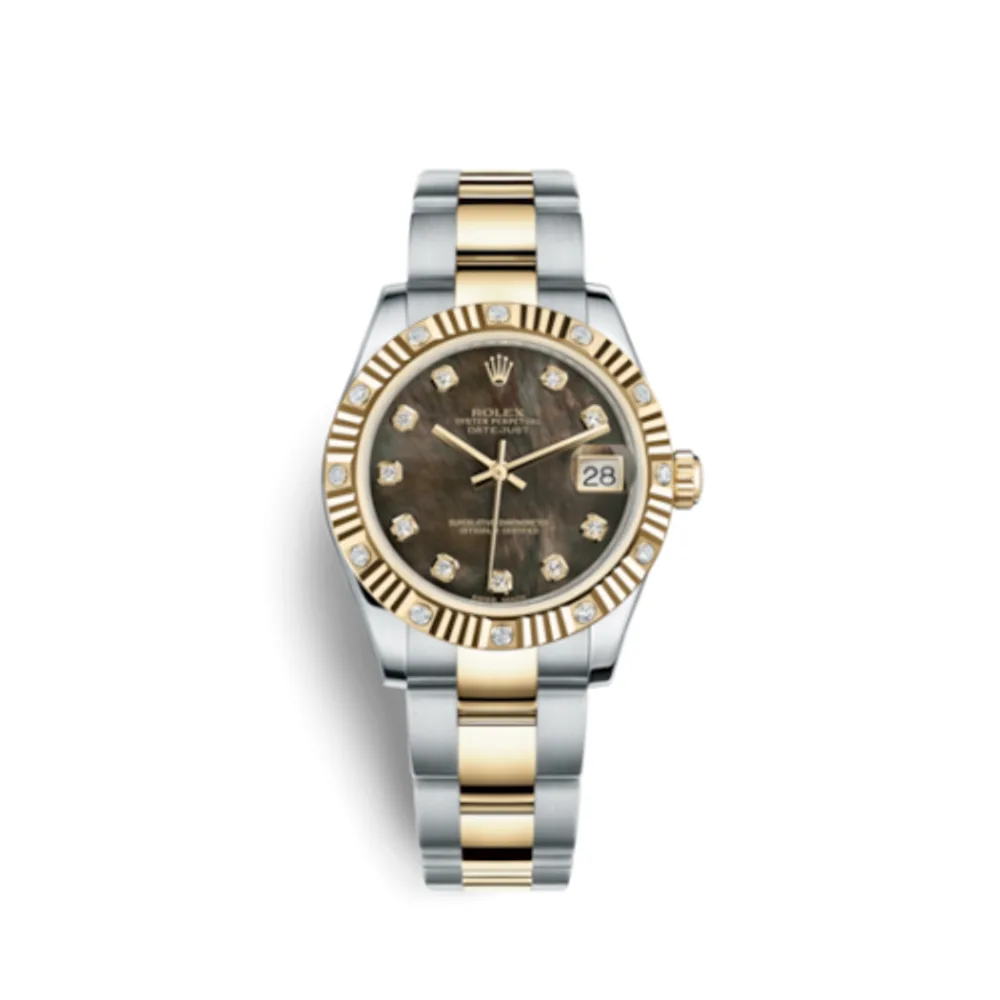 Rolex Datejust 31 Rolesor Yellow Fluted Diamond / Oyster / Black MOP