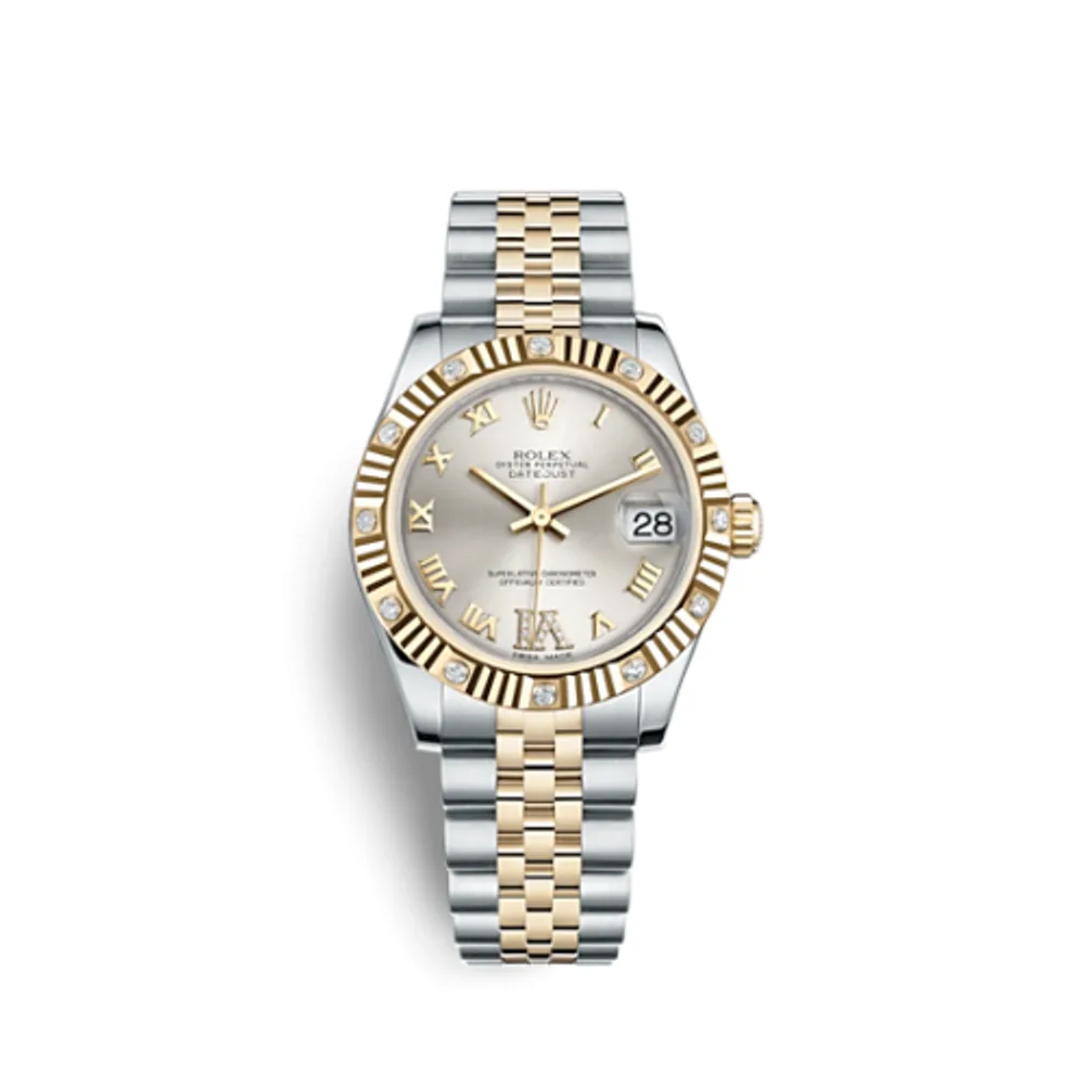 Rolex Datejust 31 Rolesor Fluted Diamond / Jubilee / Silver Roman