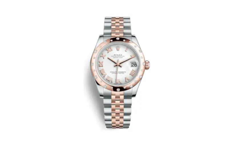 Rolex Datejust 31 Rolesor Everose Domed Diamond / Jubilee / White Roman