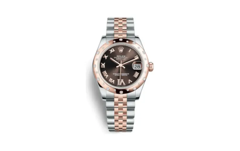 Rolex Datejust 31 Rolesor Everose Domed Diamond / Jubilee / Chocolate Roman
