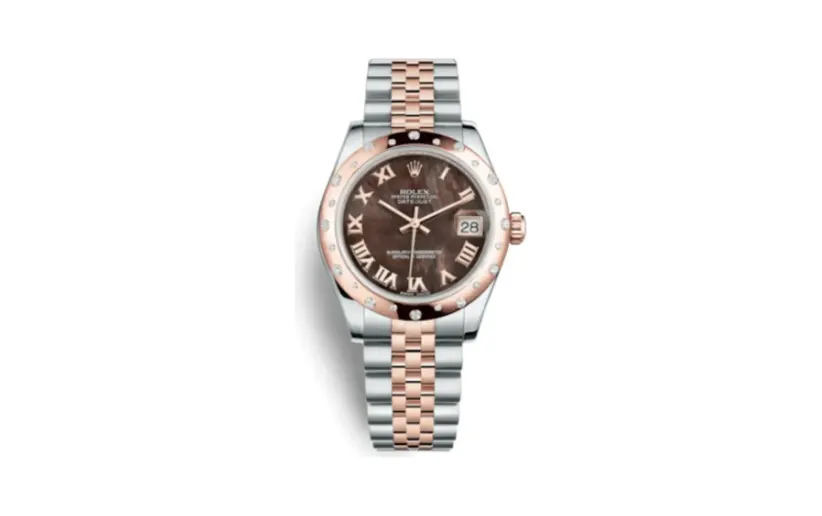 Rolex Datejust 31 Rolesor Everose Domed Diamond / Jubilee / Black MOP Roman