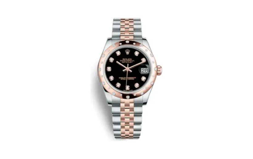 Rolex Datejust 31 Rolesor Everose Domed Diamond / Jubilee / Black Diamond