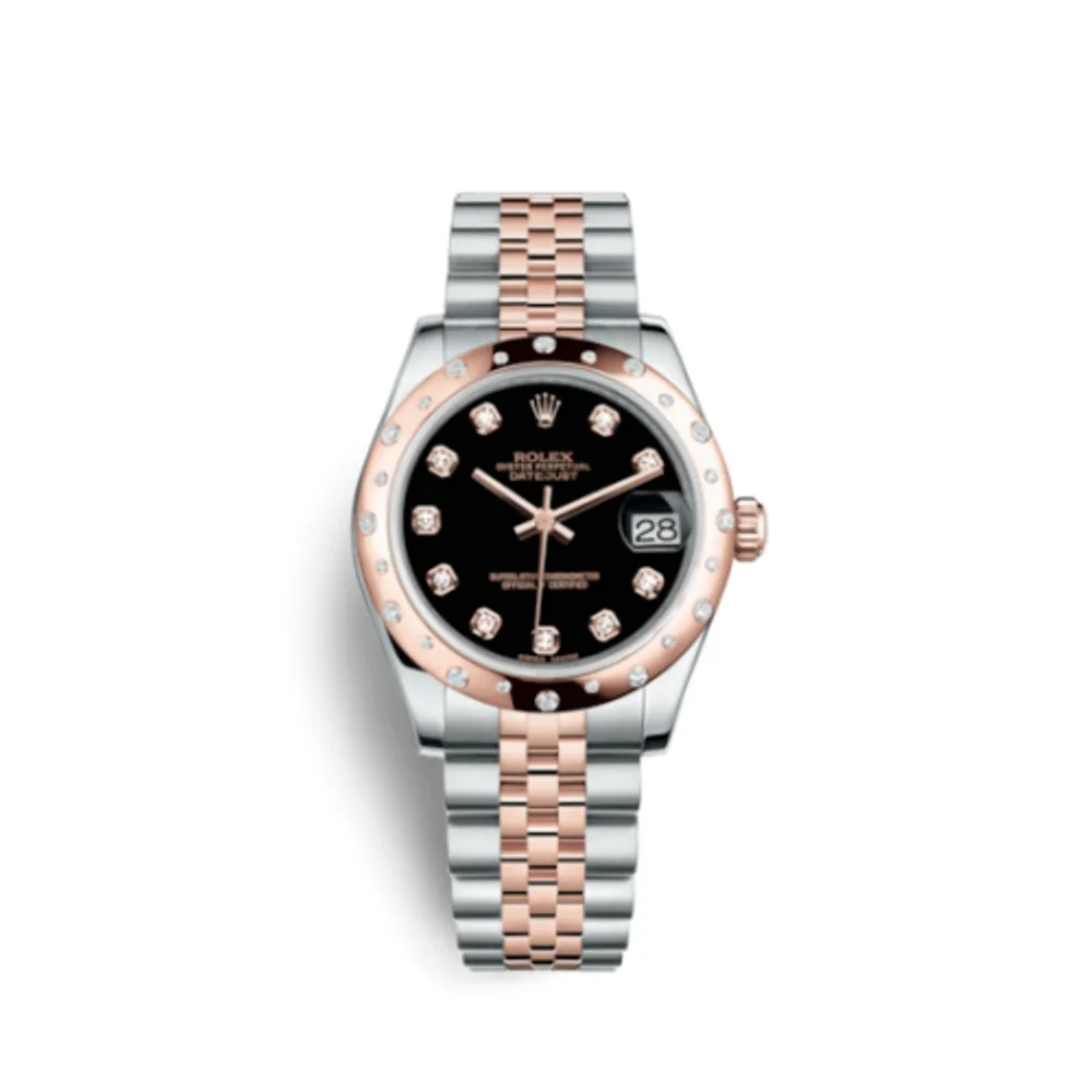 Rolex Datejust 31 Rolesor Everose Domed Diamond / Jubilee / Black Diamond