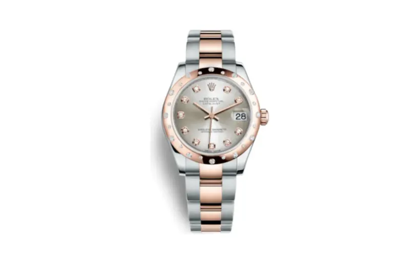 Rolex Datejust 31 Rolesor Everose Domed Diamond / Oyster / Silver Diamond