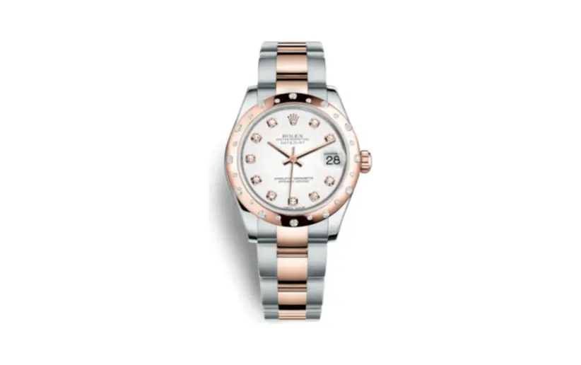 Rolex Datejust 31 Rolesor Everose Domed Diamond / Oyster / White Diamond
