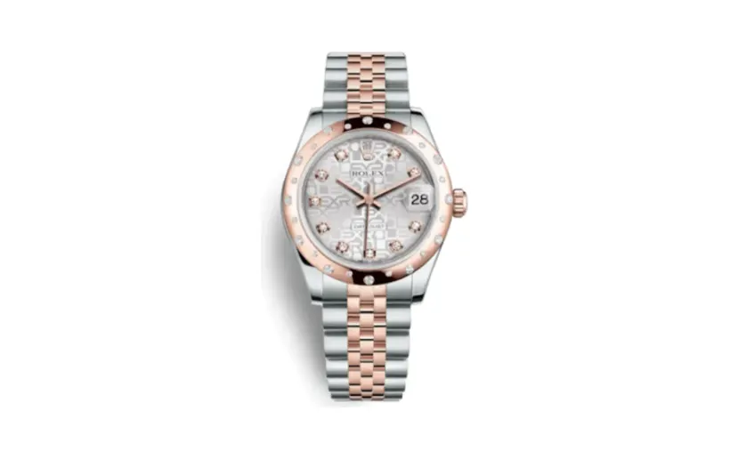 Rolex Datejust 31 Rolesor Everose Domed Diamond / Jubilee / Silver Computer