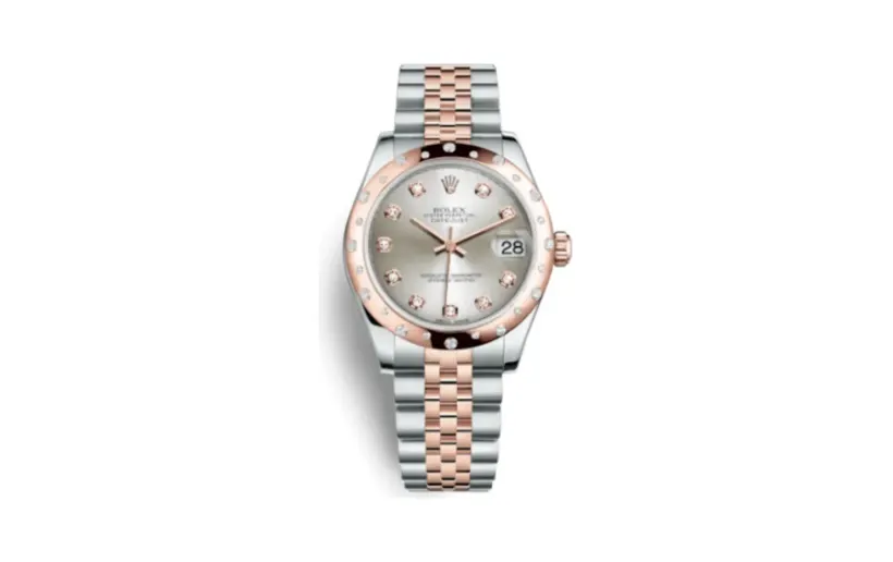 Rolex Datejust 31 Rolesor Everose Domed Diamond / Jubilee / Silver Diamond