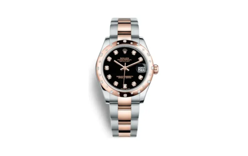 Rolex Datejust 31 Rolesor Everose Domed Diamond / Oyster / Black Diamond