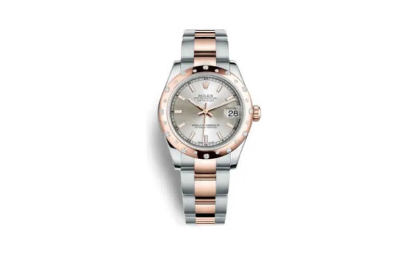 Rolex Datejust 31 Rolesor Everose Domed Diamond / Oyster / Silver