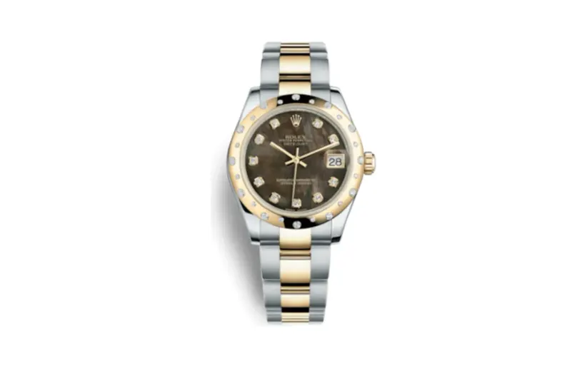 Rolex Datejust 31 Rolesor Yellow Domed Diamond / Oyster / Black MOP