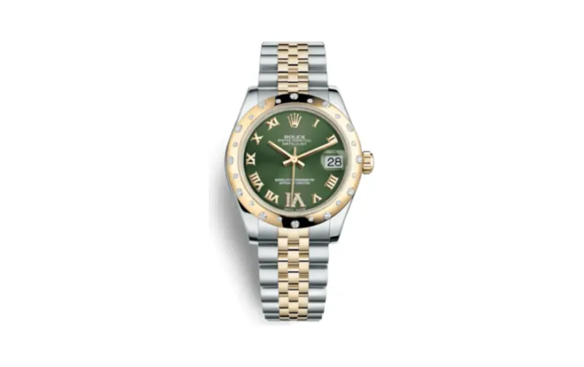 Rolex Datejust 31 Rolesor Yellow Domed Diamond / Jubilee / Olive Roman