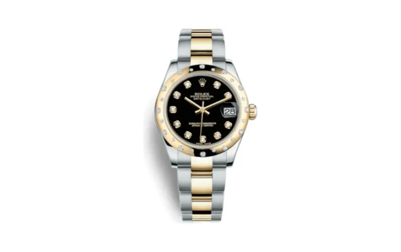 Rolex Datejust 31 Rolesor Yellow Domed Diamond / Oyster / Black Diamond
