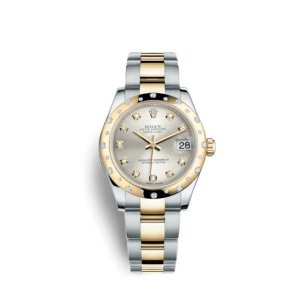 Rolex Datejust 31 Rolesor Yellow Domed Diamond / Oyster / Silver Diamond