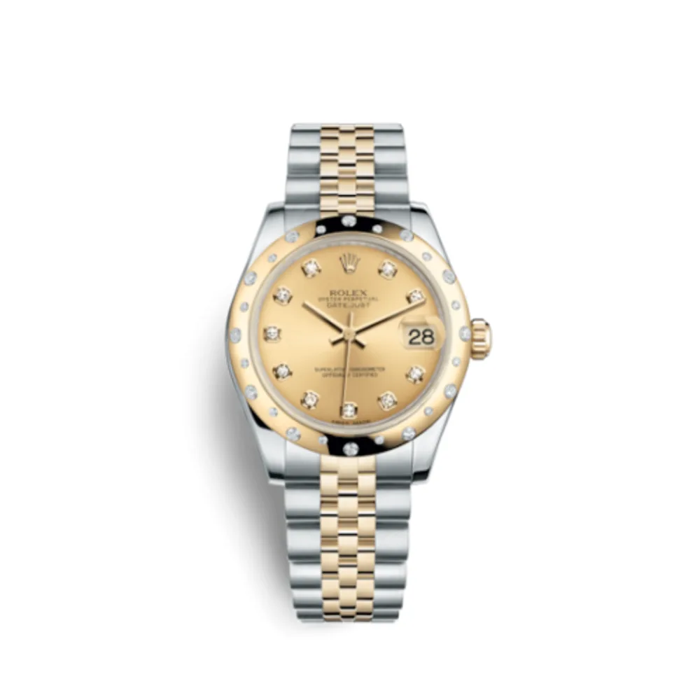Rolex Datejust 31 Rolesor Yellow Domed Diamond / Jubilee / Champagne Diamond