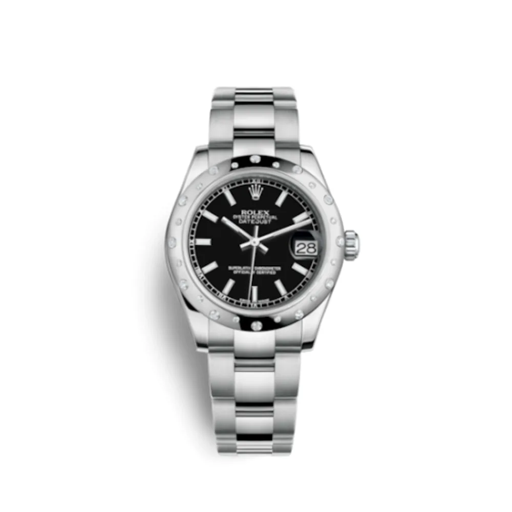 Rolex Datejust 31 Stainless Steel Domed Diamond / Oyster / Black