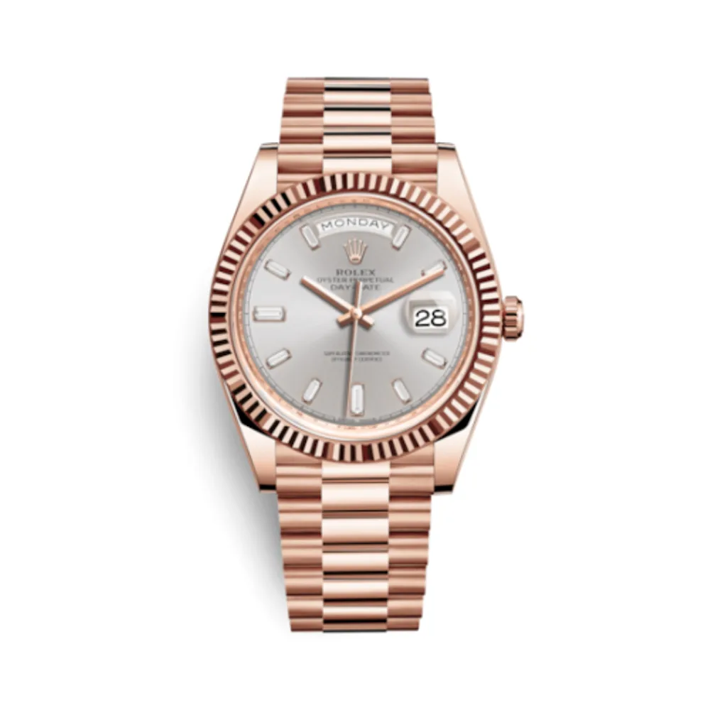 Rolex Day-Date 40 Everose / Sundust - Baguette
