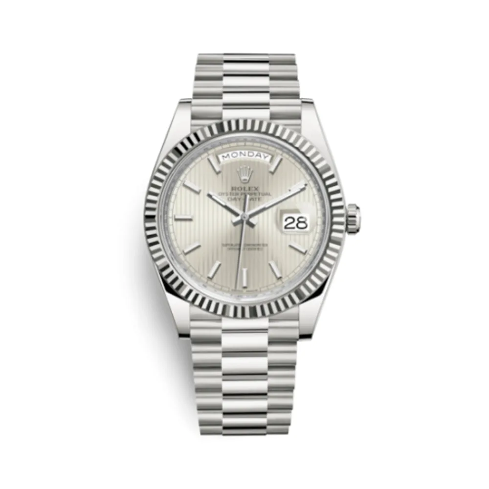 Rolex Day-Date 40 White Gold / Stripe Motif