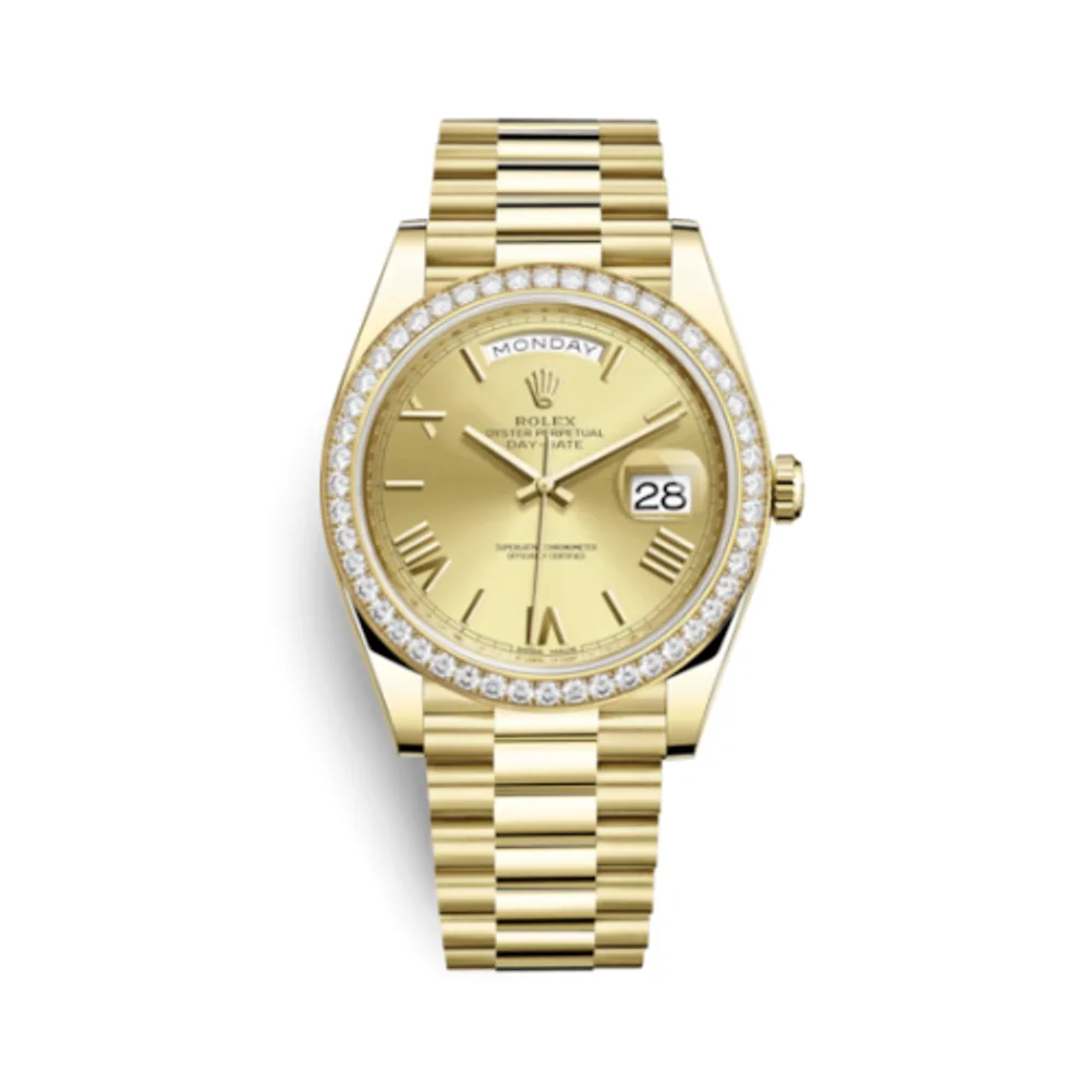 Rolex Day-Date 40 Yellow Gold / Diamond / Champagne - Roman