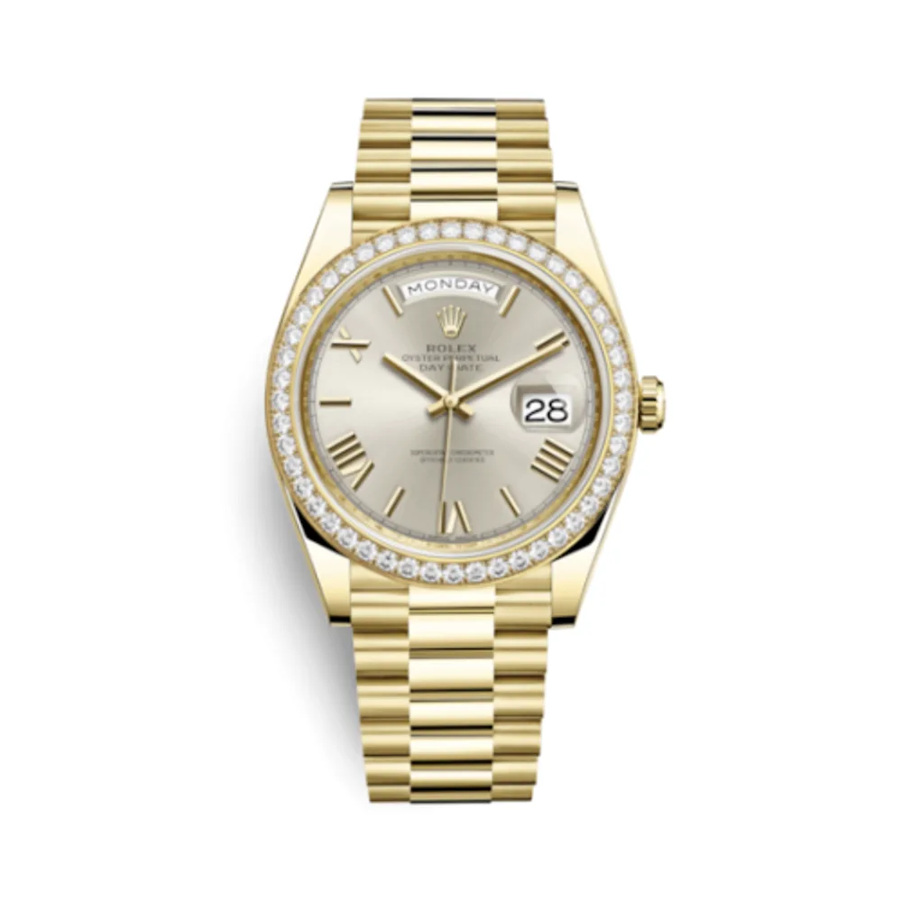 Rolex Day-Date 40 Yellow Gold / Diamond / Silver - Roman