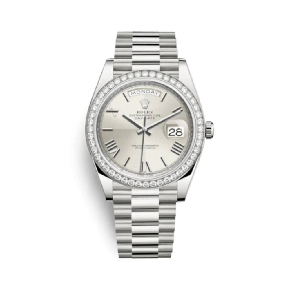 Rolex Day-Date 40 White Gold - Diamond / Silver Quadrant