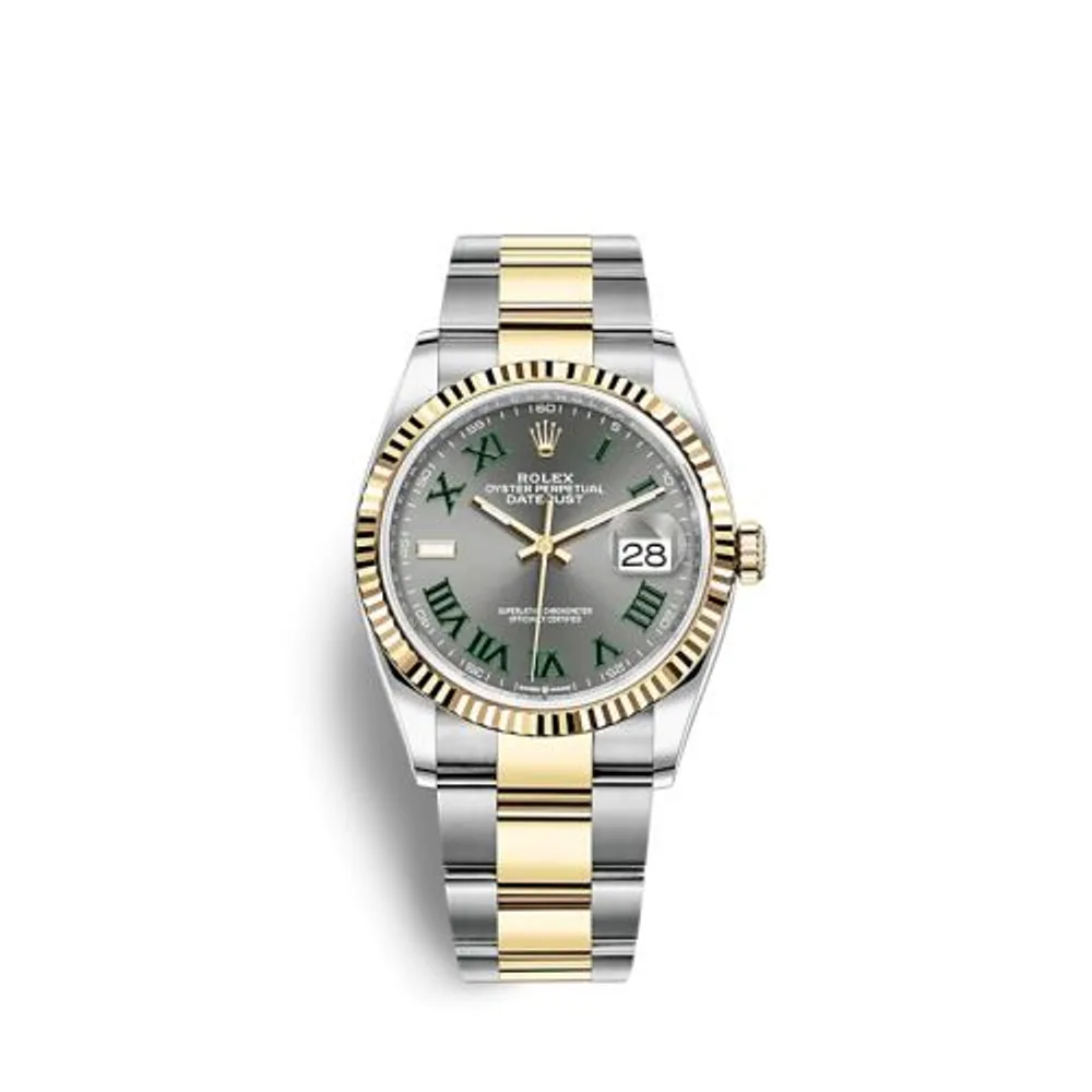 Rolex Datejust 36 Stainless Steel / Yellow Gold / Fluted / Slate - Roman / Oyster
