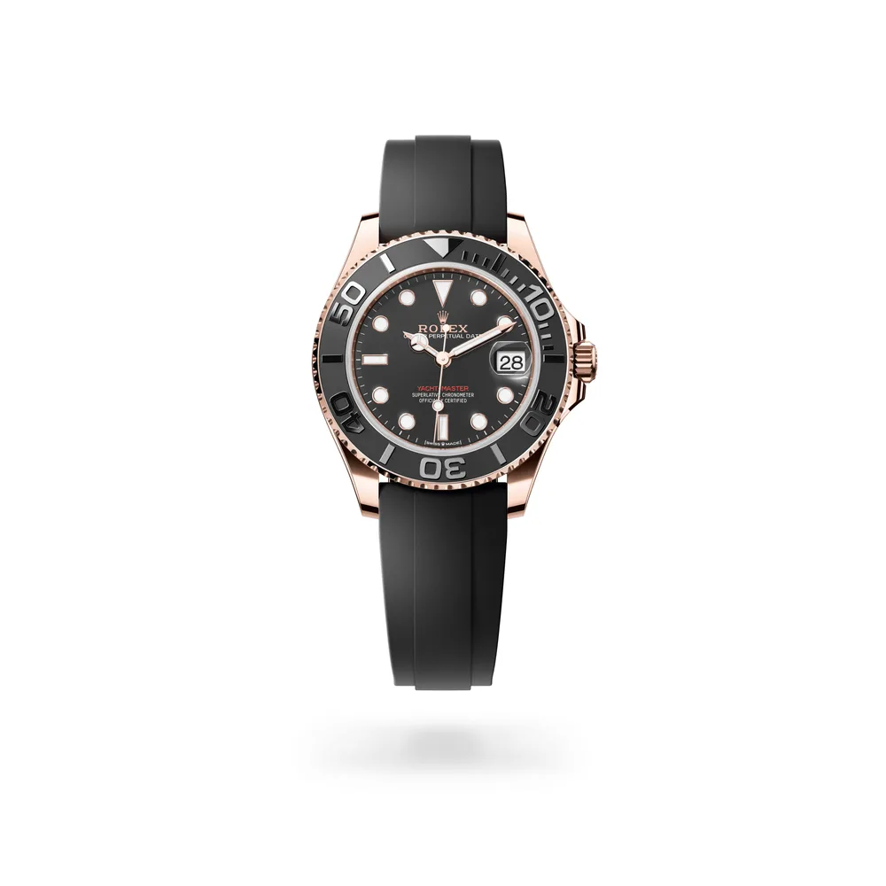 Rolex Oyster Perpetual Yacht-Master 37, 18 kt Everose gold, Intense black dial