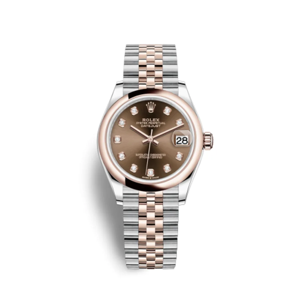 Rolex Datejust 31 Stainless Steel/ Rose Gold / Domed / Chocolate - Diamond / Jubilee