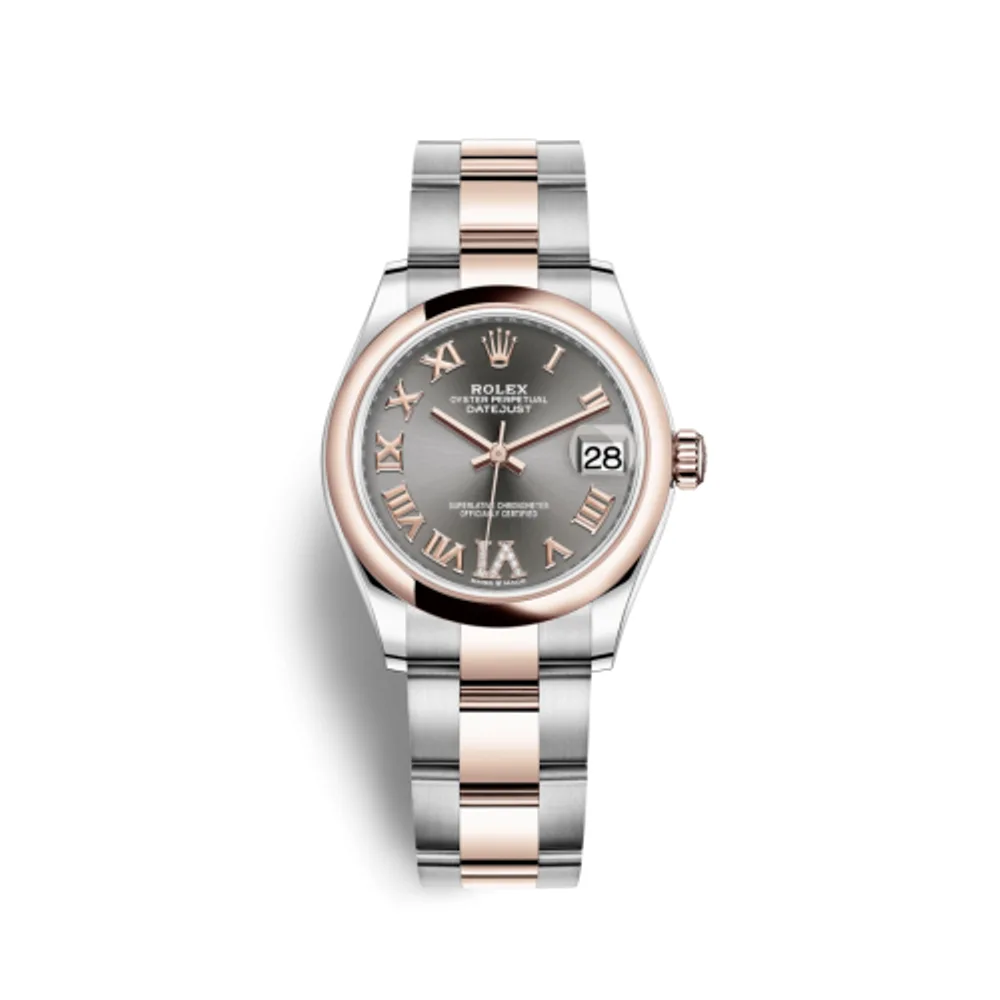 Rolex Datejust 31 Stainless Steel/ Rose Gold / Domed / Grey - Roman / Oyster
