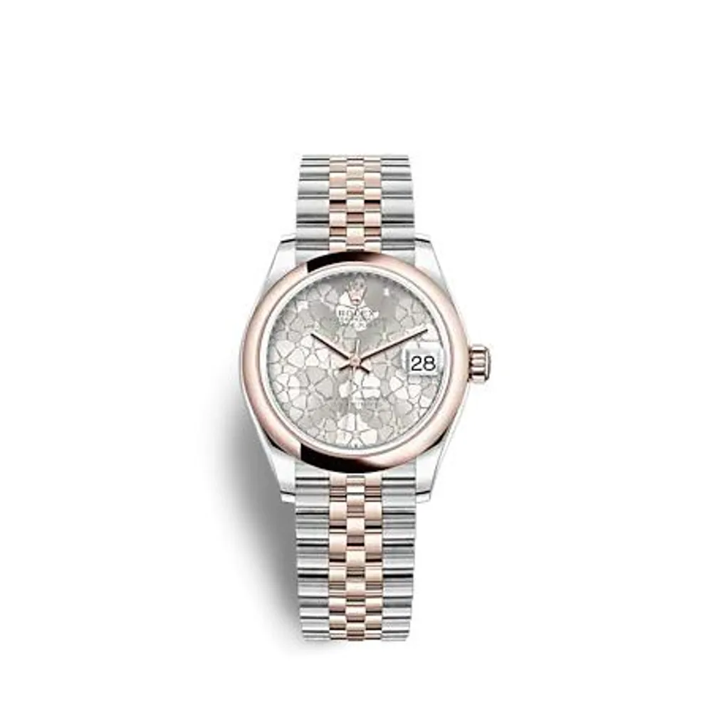 Rolex Datejust 31 Stainless Steel / Rose Gold / Domed / Silver - Floral / Jubilee
