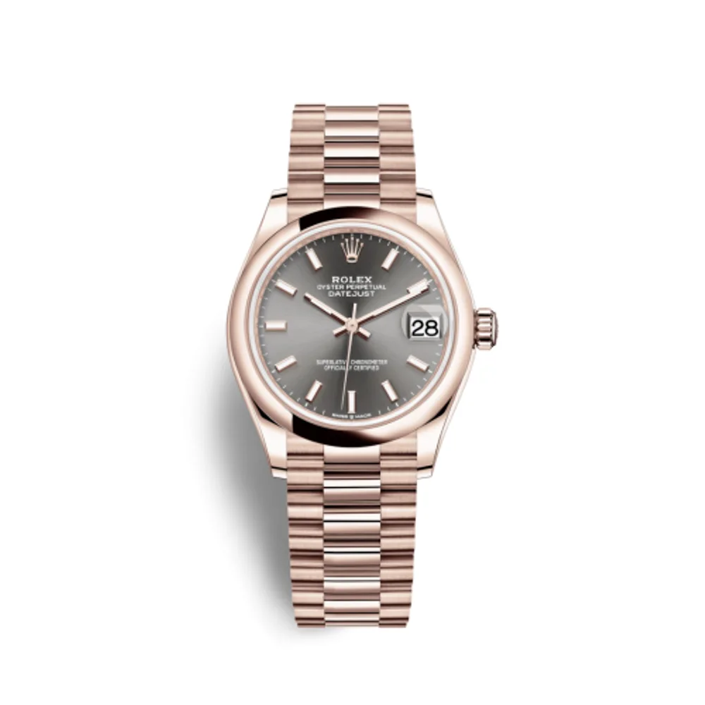 Rolex Datejust 31 Rose Gold / Domed / Grey / President
