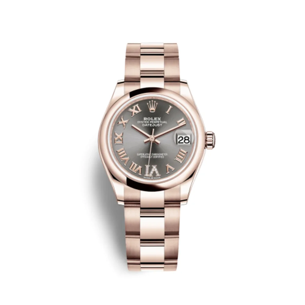 Rolex Datejust 31 Rose Gold / Domed / Grey - Roman / Oyster