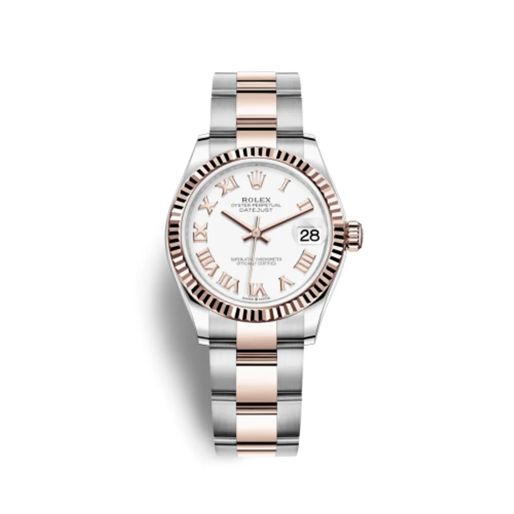 Rolex Datejust 31 Stainless Steel/ Rose Gold / Fluted / White - Roman / Oyster