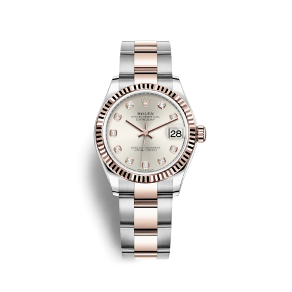 Rolex Datejust 31 Stainless Steel/ Rose Gold / Fluted / Silver - Diamond / Oyster