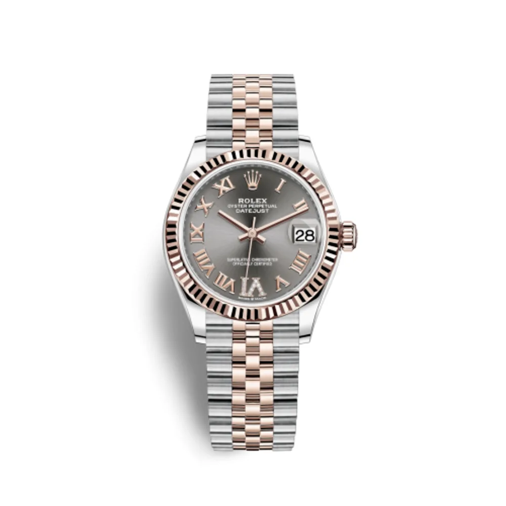 Rolex Datejust 31 Stainless Steel/ Rose Gold / Fluted / Grey - Roman / Jubilee