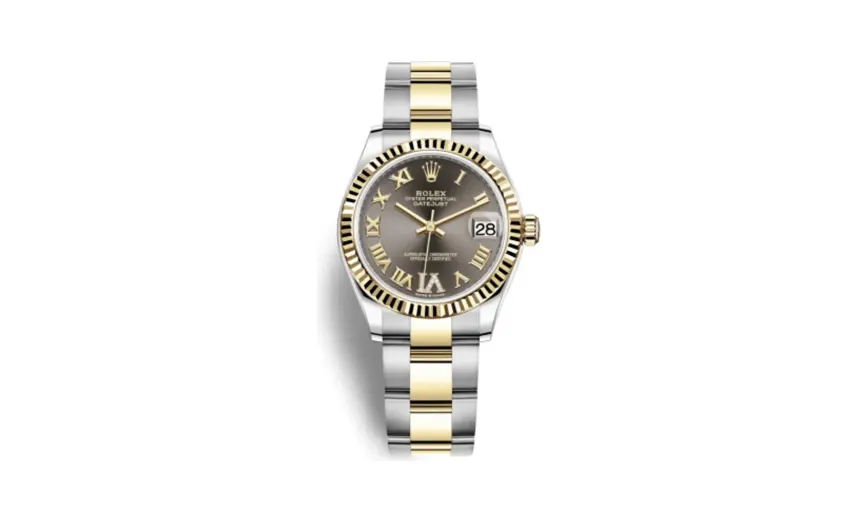 Rolex Datejust 31 Stainless Steel / Yellow Gold / Fluted / Grey - Roman / Oyster