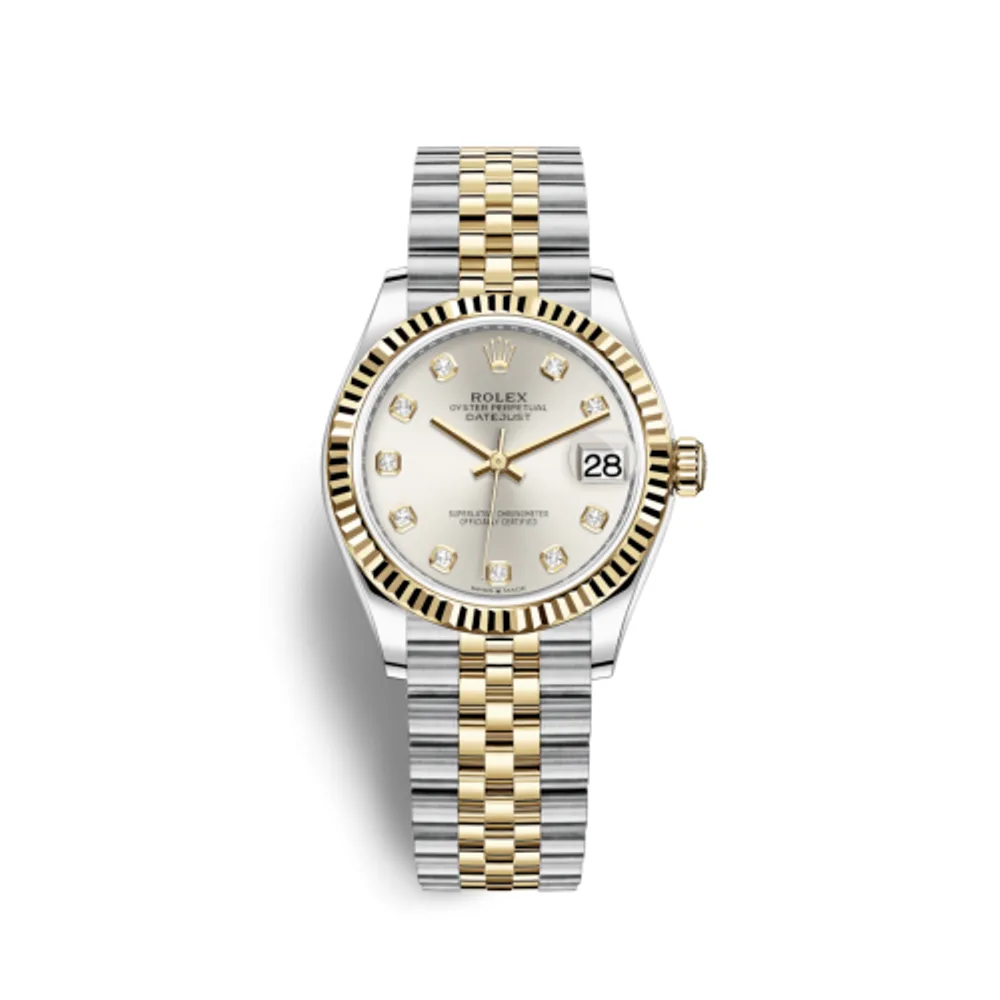 Rolex Datejust 31 Stainless Steel / Yellow Gold / Fluted / Silver - Diamond / Jubilee