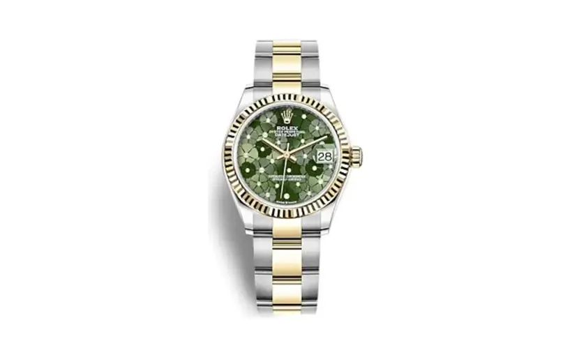 Rolex Datejust 31 Stainless Steel / Yellow Gold / Fluted / Olive - Floral / Oyster