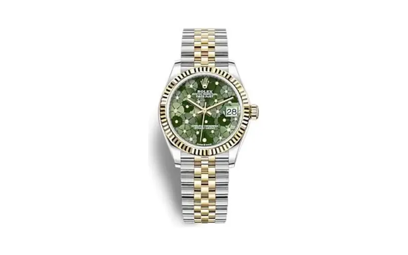 Rolex Datejust 31 Stainless Steel / Yellow Gold / Fluted / Olive - Floral / Jubilee