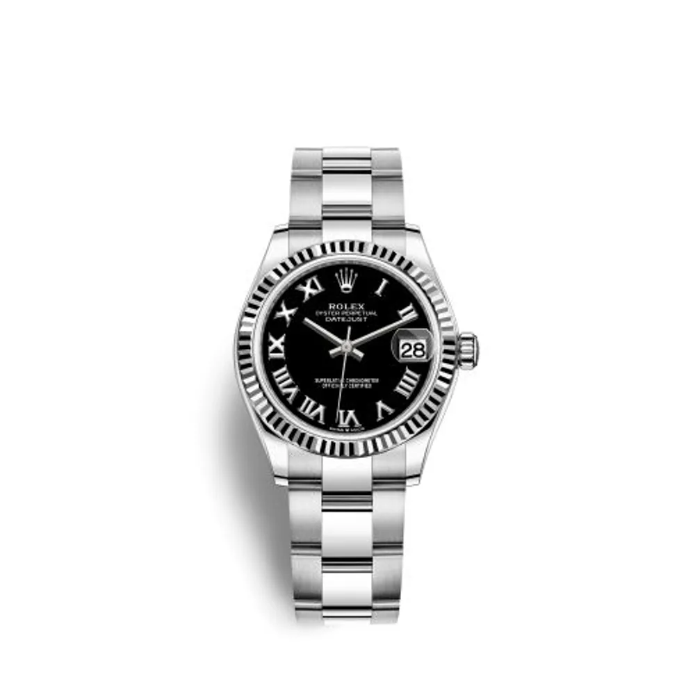 Rolex Datejust 31 Stainless Steel Fluted / Oyster / Black - Roman
