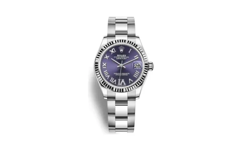 Rolex Datejust 31 Stainless Steel Fluted / Oyster / Aubergine - Roman