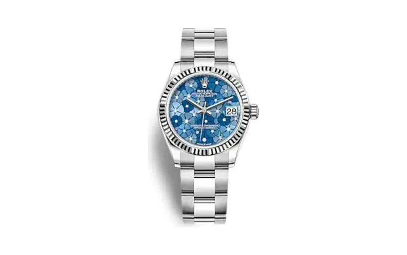 Rolex Datejust 31 Stainless Steel Fluted / Oyster / Blue - Floral