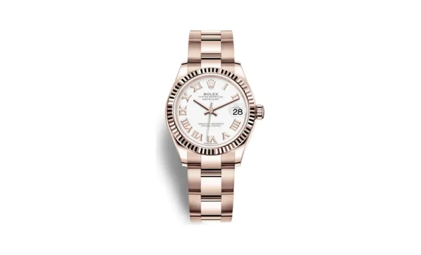 Rolex Datejust 31 Rose Gold / Fluted / White - Roman / Oyster
