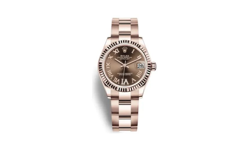 Rolex Datejust 31 Rose Gold / Fluted / Chocolate - Roman / Oyster