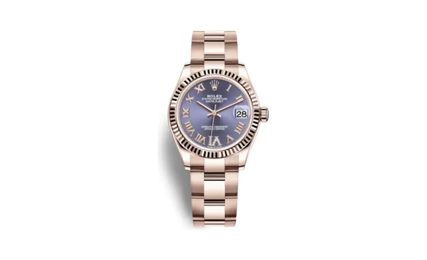 Rolex Datejust 31 Rose Gold / Fluted / Aubergine - Roman / Oyster