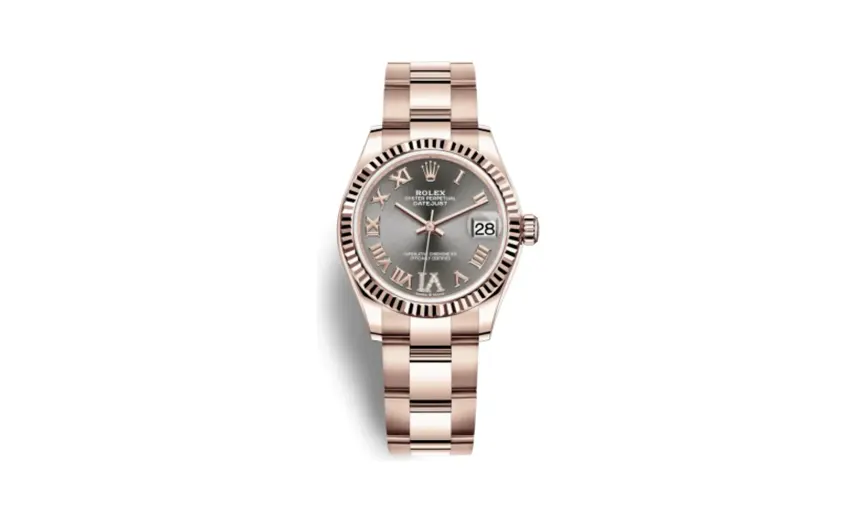 Rolex Datejust 31 Rose Gold / Fluted / Grey - Roman / Oyster