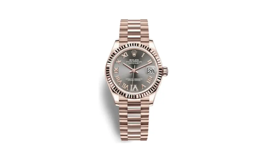 Rolex Datejust 31 Rose Gold / Fluted / Grey - Roman / President