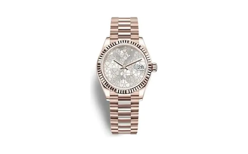 Rolex Datejust 31 Rose Gold - Fluted / Silver - Floral / President